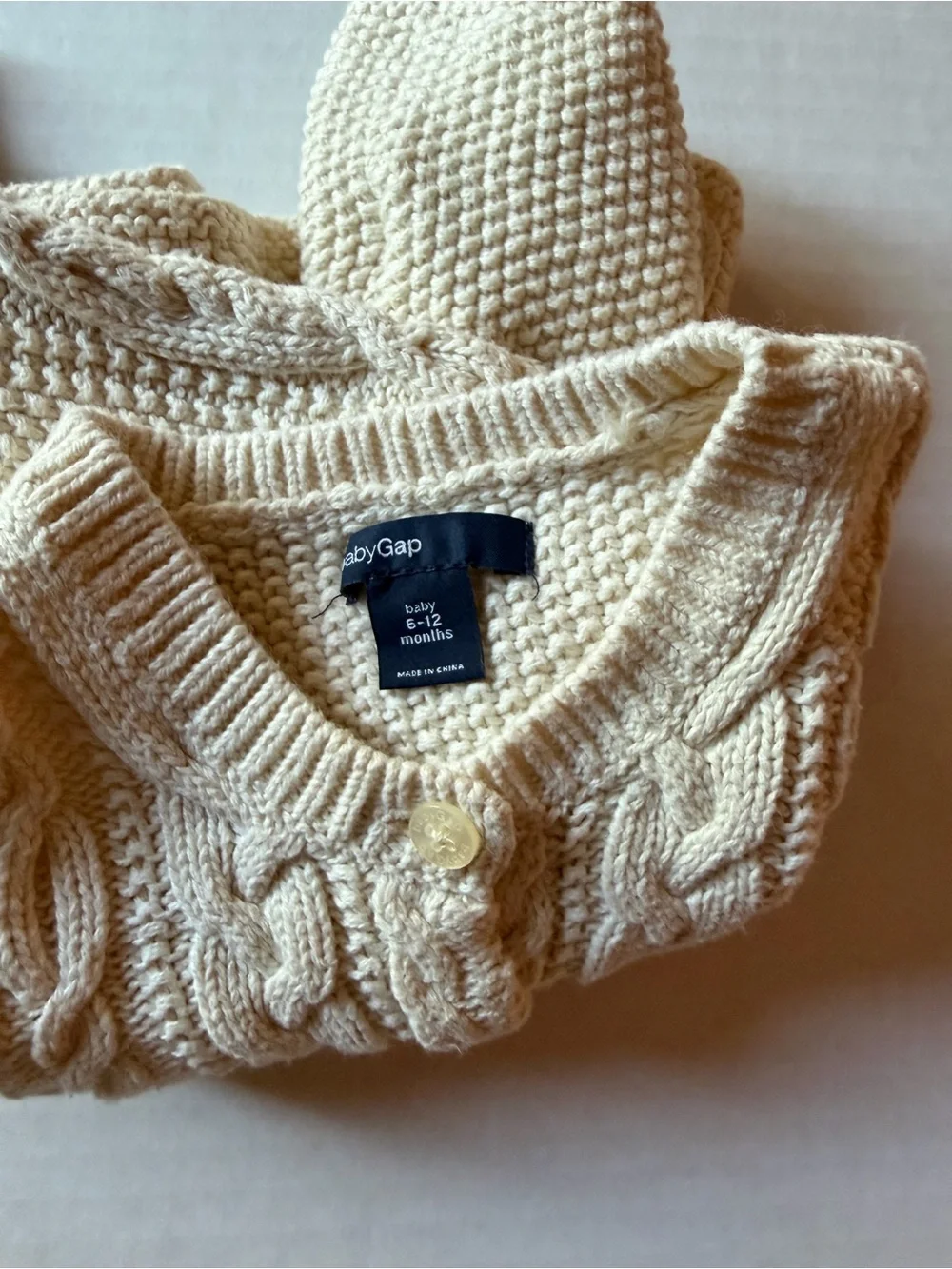 Baby Gap Cream Cable Knit Swing Cardigan Sweater 6-12M